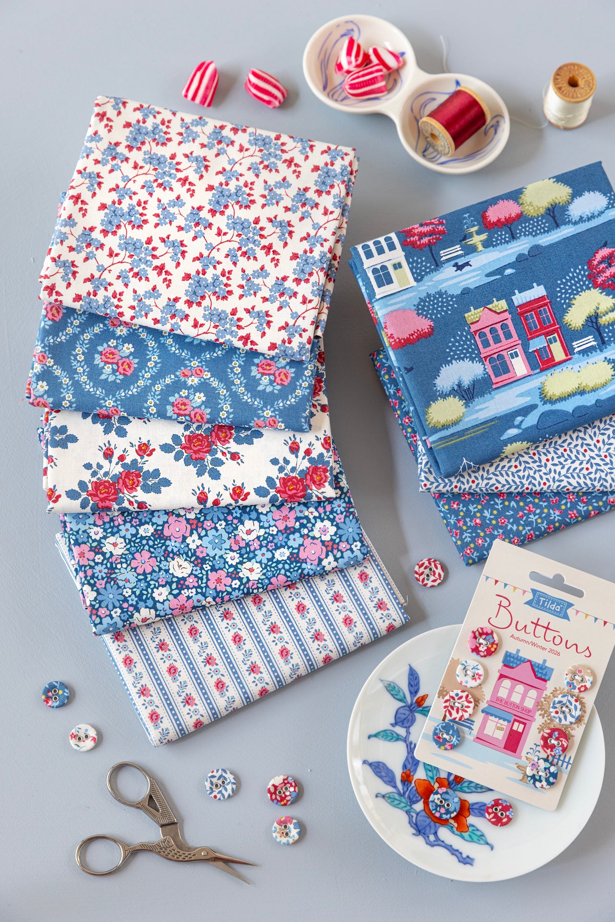 TIL300278 Tilda Village Life Blenders Fat Quarter Bundle 14 Fabrics Cotton Fabric
