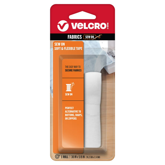 VELCRO Brand Sew On Soft and Flexible 30in x 5/8in Roll White