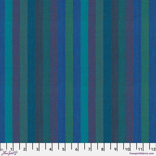 Shot Cotton Broad Stripe BLUE Kaffe Fassett Collective Sold by the Half Yard