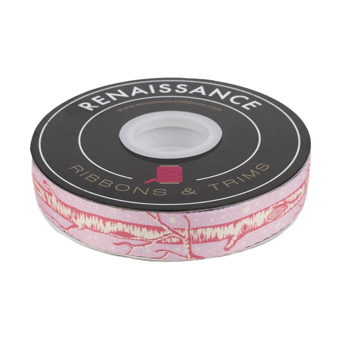 FULL MOON FOREST II - LITTLE TREE WEBBING IN HONEY - 1" WIDTH - BY TULA PINK Ribbon by the yard Renaissance Ribbons