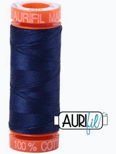 Aurifil Mako Cotton 50wt Thread 220 Yards — Color 2784 Dark Navy