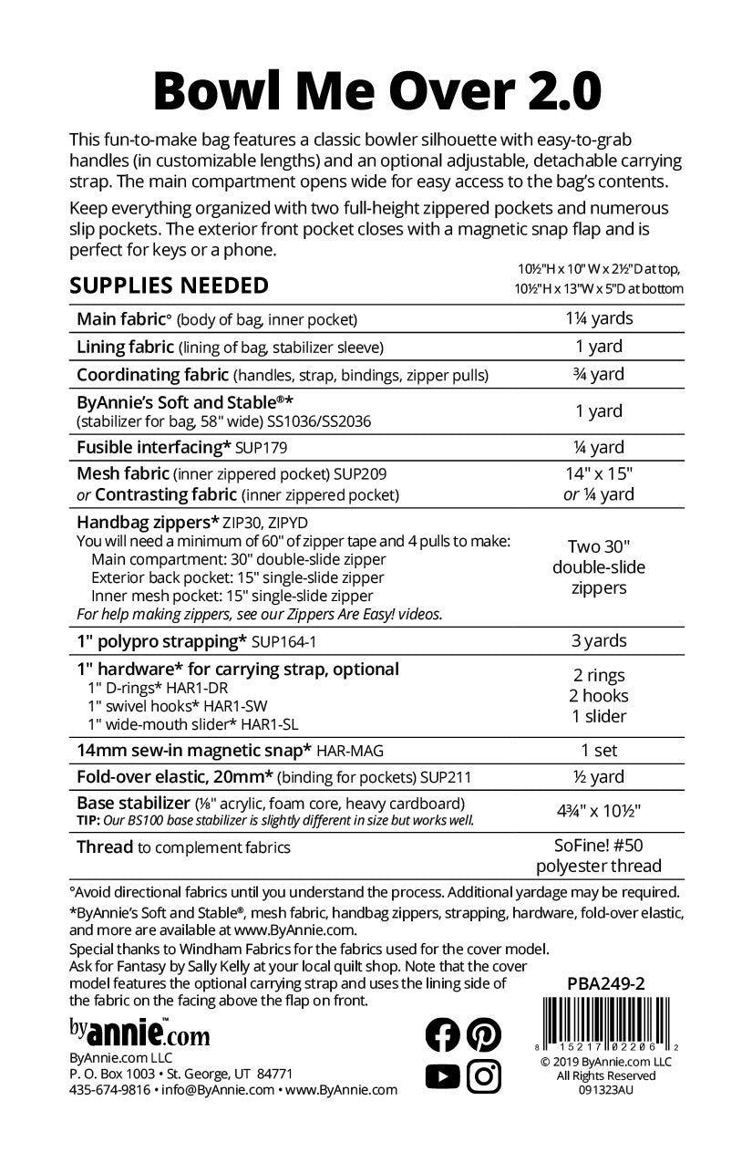 Bowl Me Over Purse Bag Sewing Pattern By Annie