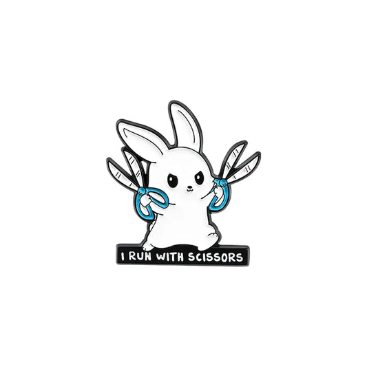 Bunny Running With Scissors Enamel Pin