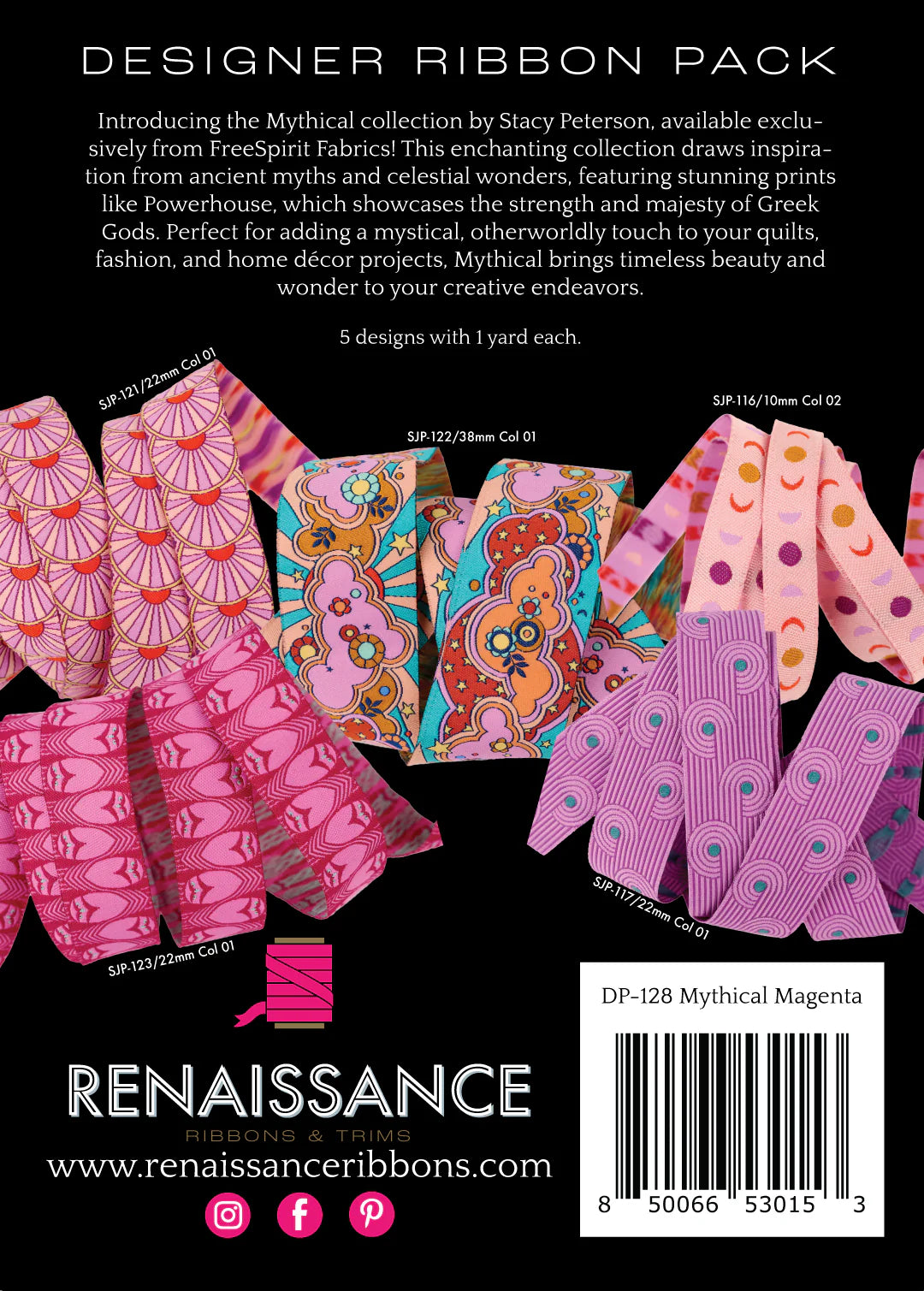 Stacy Peterson MYTHICAL MAGENTA DESIGNER Ribbon PACK by Renaissance Ribbons