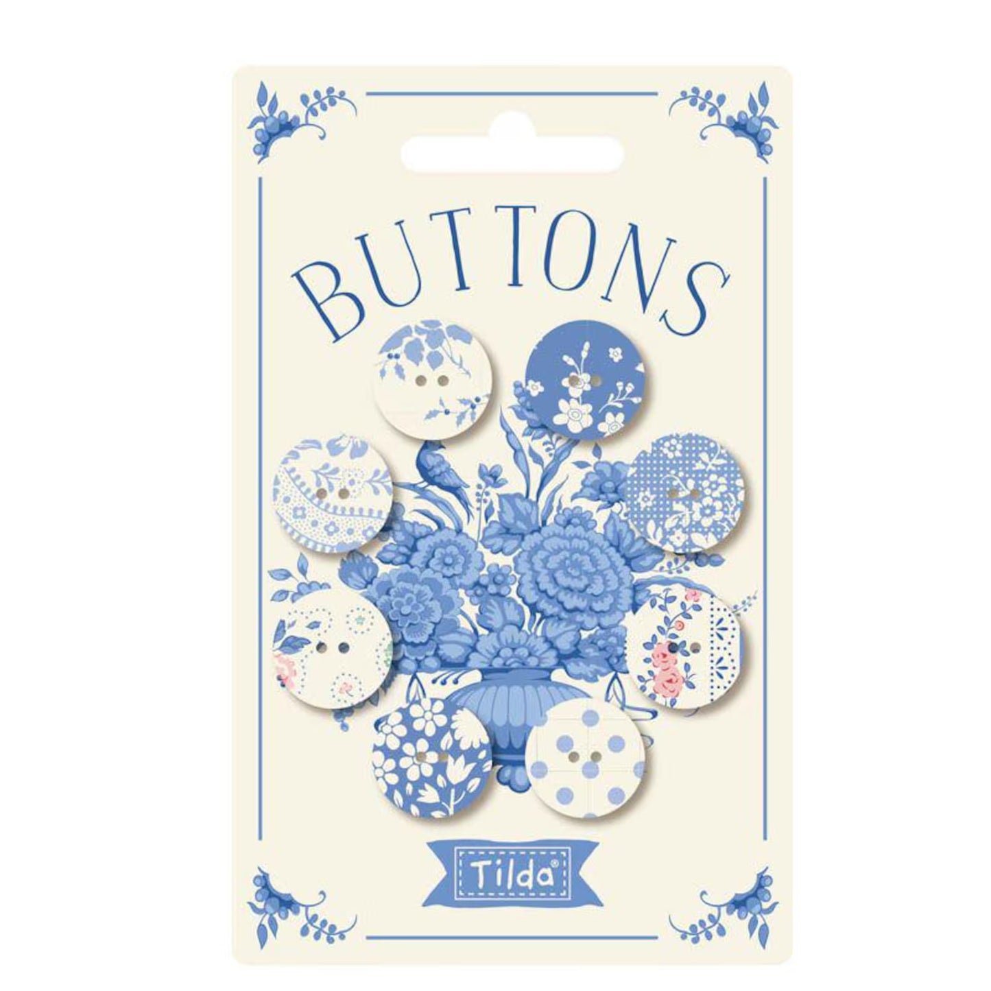 Tilda Something Blue Collection – 8 pc Buttons Light