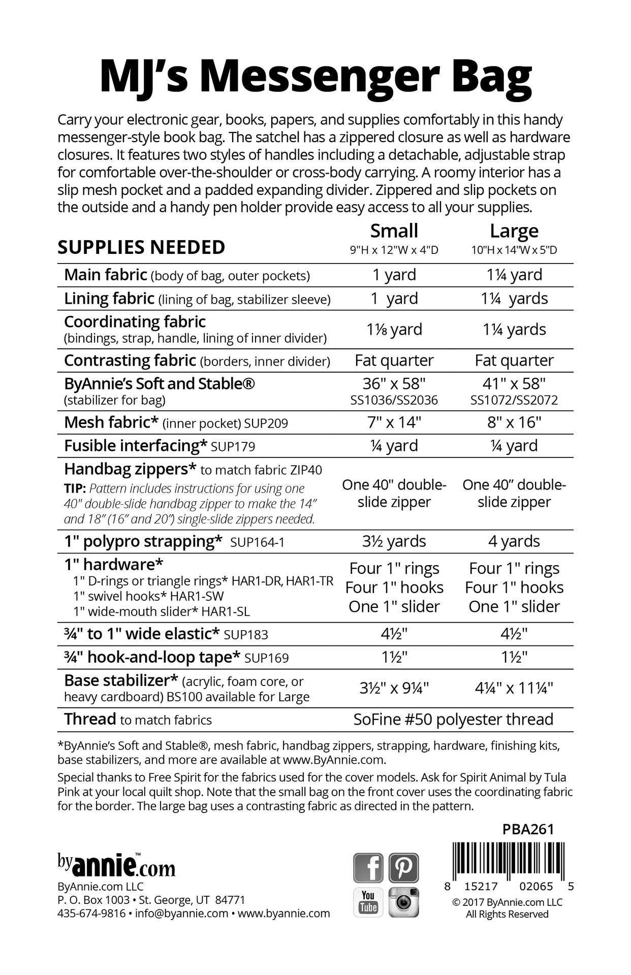 MJ's Messenger Crossbody Bag Sewing Pattern By Annie