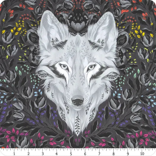 Tula Pink Wolf of Pink Street CARBON Graywork Minky Fleece