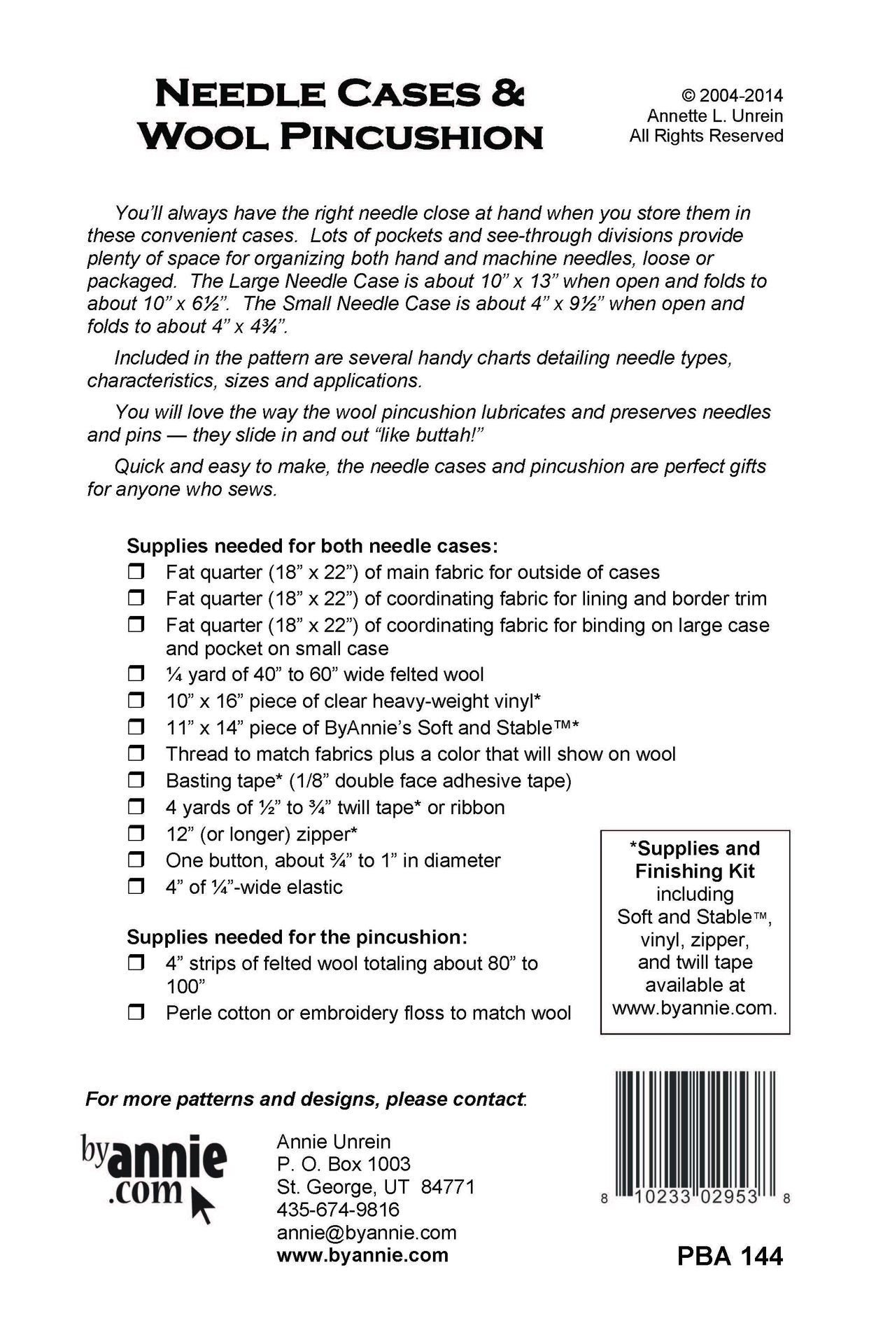 Needle Case and Wool Pincushion Sewing Pattern By Annie