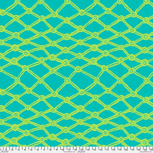 Kaffe Fassett Collective Aqua Nets 108" Wide Sateen Yardage SKU #QBBM006-AQUA