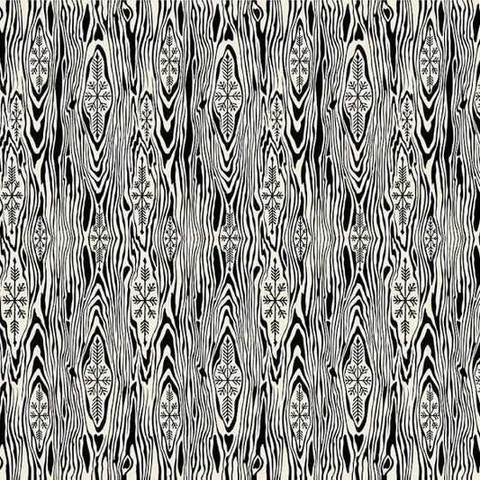 Yule Log Ink Black and White Flannel Holiday Homies by Tula Pink Fabric