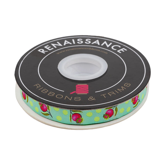 Impending Bloom in Moonbeam - 5/8" width- TULA PINK UNTAMED Ribbon by the yard Renaissance Ribbons