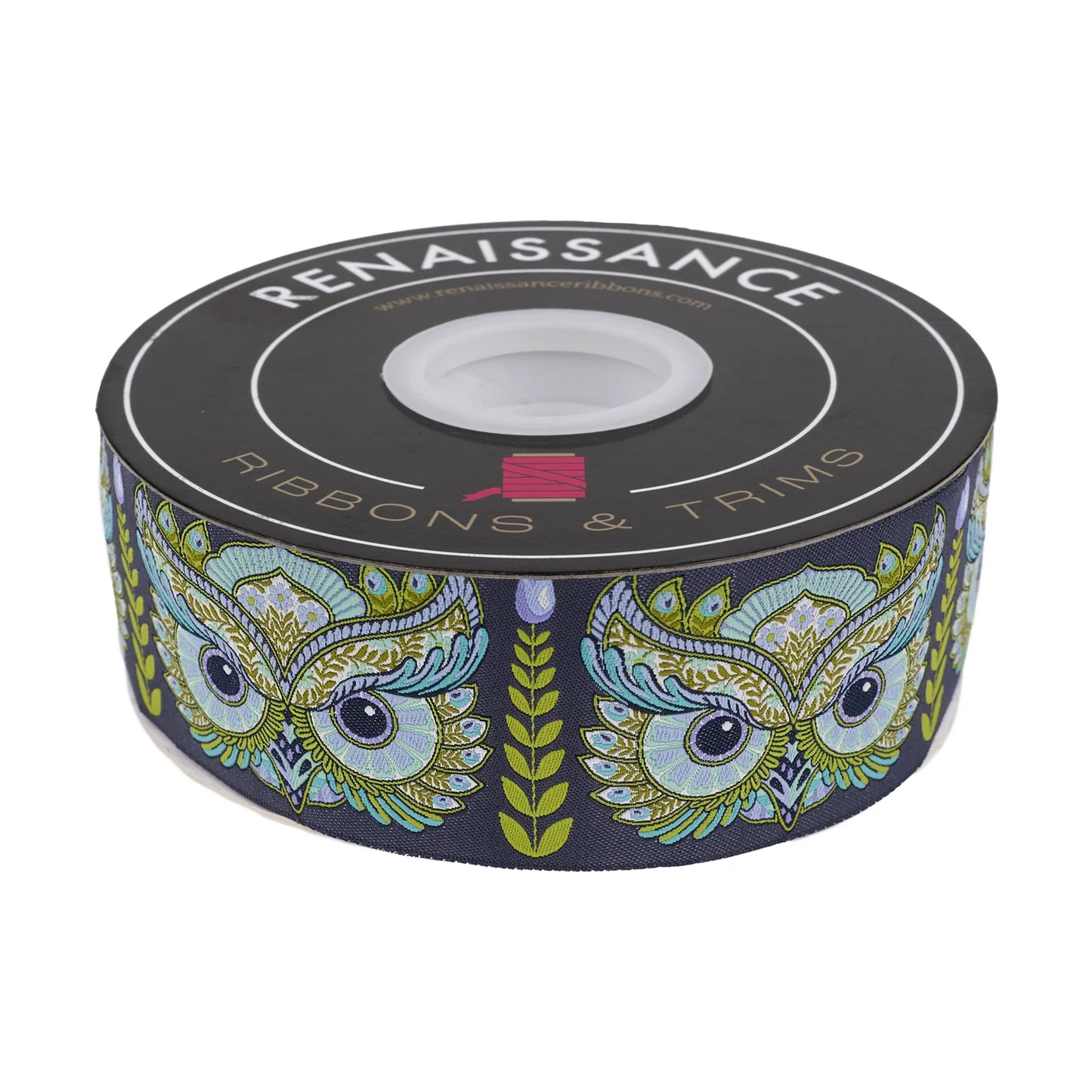 FULL MOON FOREST II - HOOTIE PATOOTIE IN STARLIGHT - 2" WIDTH - BY TULA PINK Ribbon by the yard Renaissance Ribbons