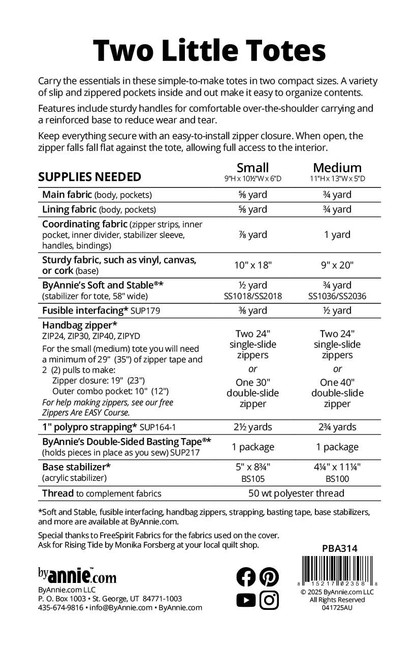 Two Little Totes Bag Pattern By Annie