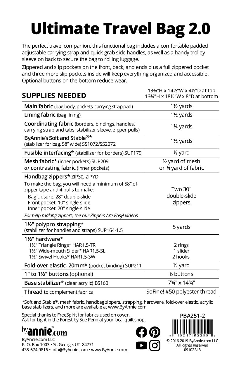 Ultimate Travel Bag 2.0 Bag Sewing Pattern By Annie